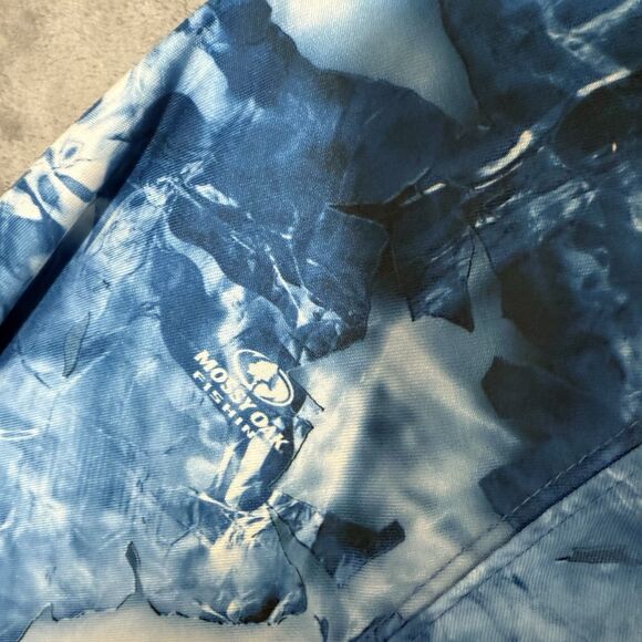 Huk Fishing Shirt 3XL Performance Fishing Camo Sleeves Mossy Oak Fracture Blue - Picture 10 of 10